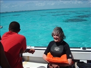 Belize Diving Service readies Beatriz for snorkeling instruction